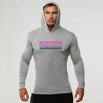 Muscleguys Футболка с длинными рукавами для фитнеса и отдыха, мужская новая молодежная трендовая нижняя рубашка, весенние и осенние топы M серый