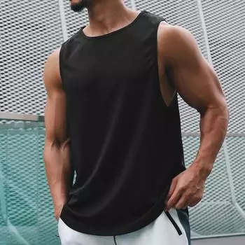 Muscleguys Gym Tank Top Мужская одежда для фитнеса Мужские майки для бодибилдинга Летняя спортивная одежда для мужчин Жилет без рукавов Рубашки больших размеров L чёрный