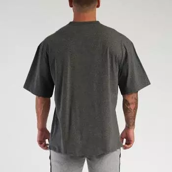 Muscleguys, летнее новое поступление, модная повседневная одежда больших размеров, хлопковая футболка с v-образным вырезом и коротким рукавом, свободные топы для фитнеса, футболки для бодибилдинга для тренажерного зала M чёрный