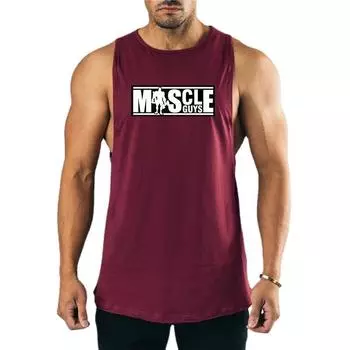 Muscleguys летние дышащие повседневные футболки с широкими плечами мужские спортивные топы на бретелях для бега и фитнеса с круглым вырезом M чёрный