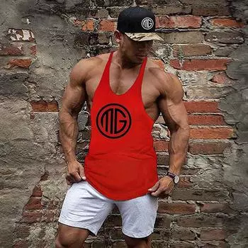 Muscleguys, летние удобные мужские хлопковые майки для фитнеса, бодибилдинг, спортивный жилет, сексуальные топы для тренировок M жёлтый