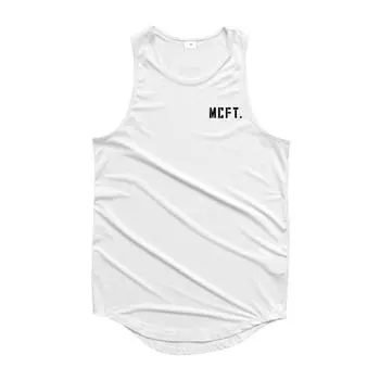 Muscleguys Летний мужской жилет для тренировок на открытом воздухе Одежда для спортзала Дышащая майка для бодибилдинга повседневная Удобная уличная мода топы с принтом M чёрный