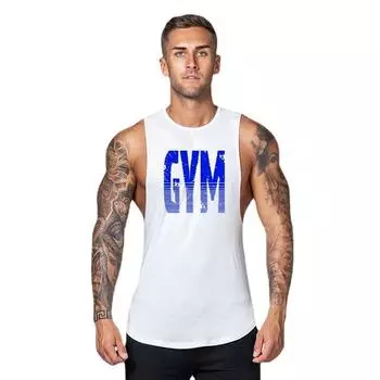 Muscleguys Летний жилет с широкими плечами Мужская хлопковая тонкая футболка с круглым вырезом Спортивная футболка без рукавов M чёрный