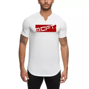 Muscleguys Летняя дышащая одежда для фитнеса и тренировок Мужская мода Повседневная одежда с короткими рукавами M чёрный