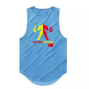 Muscleguys, летняя мужская модная майка для фитнеса с принтом, сетчатые быстросохнущие баскетбольные тренировочные топы без рукавов M чёрный