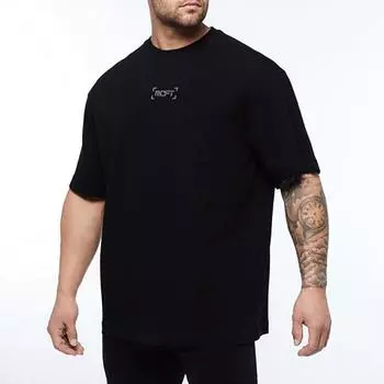 Muscleguys, летняя мужская спортивная повседневная свободная и дышащая футболка с короткими рукавами для тренировок и фитнеса M чёрный