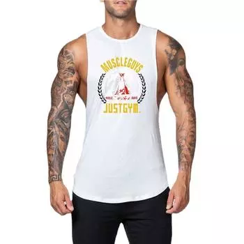 Muscleguys, летняя мужская свободная футболка без рукавов для фитнеса, майка для тренировки мышц, мужская спортивная одежда, высокое качество M чёрный