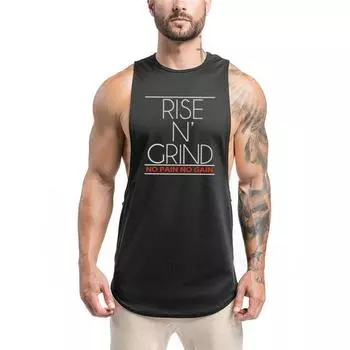 Muscleguys Летняя спортивная одежда, бодибилдинг, майка для мужчин, майка для фитнеса, хлопковая спортивная одежда без рукавов, жилет M армия зеленый