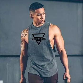 Muscleguys Летняя спортивная одежда, топы для фитнеса, мужские хипстерские тренировочные жилеты с буквенным принтом, мужские повседневные майки с круглым вырезом, спортивная майка XL армия зеленый