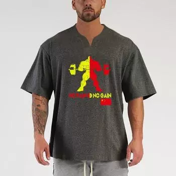 Muscleguys Летняя уличная печать Повседневная футболка с короткими рукавами для фитнеса и спорта большого размера M чёрный