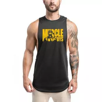 Muscleguys Лето Бодибилдинг Танк Топы Мужская модная брендовая одежда мужской жилет тренажерный зал стрингер танк фитнес человек танктоп одежда L белый