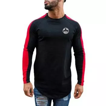 Muscleguys, модная повседневная футболка, облегающая футболка для фитнеса, бодибилдинга, хлопковая футболка с длинными рукавами, 2 цвета, топы M