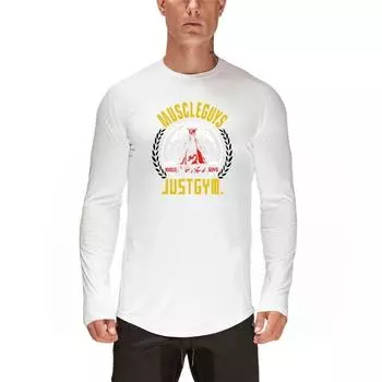 Muscleguys, модные футболки с принтом, осенне-весенние спортивные повседневные топы для бодибилдинга с длинными рукавами, быстросохнущая футболка M чёрный