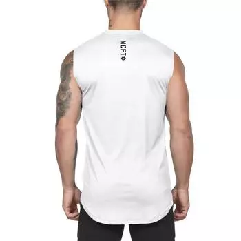 Muscleguys Мужская хлопчатобумажная V-образная шея Slim Fit Tank Tops Фитнес Бодибилдинг Комфортная Мода Безрукавная футболка Спортивная повседневная M чёрный