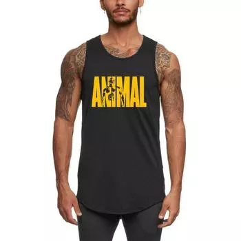 Muscleguys Мужская летняя брендовая свободная майка для фитнеса без рукавов Бодибилдинг Хип-хоп Спортивная майка Мужские топы Удобные и модные M чёрный