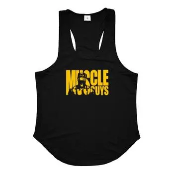 Muscleguys Мужская летняя жилетка без рукавов для фитнеса, сетчатая быстросохнущая спортивная одежда, тренировочная майка, футболка с принтом, одежда для спортзала, бодибилдинга M чёрный