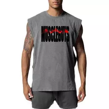 Muscleguys Мужская сетка для фитнеса и бега, быстросохнущая футболка без рукавов, высококачественные дышащие майки M чёрный