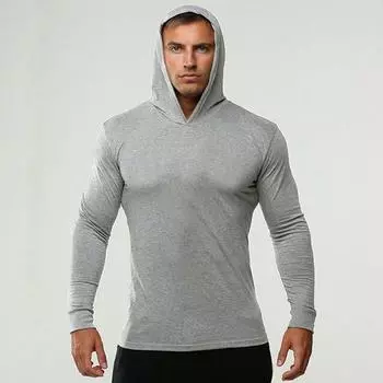 Muscleguys Мужская тонкая тренировочная футболка с длинными рукавами для фитнеса на весну и осень, молодежные трендовые топы M чёрный