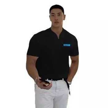 Muscleguys Мужская удобная в носке футболка с короткими рукавами, модная летняя белая футболка с буквенным принтом M чёрный