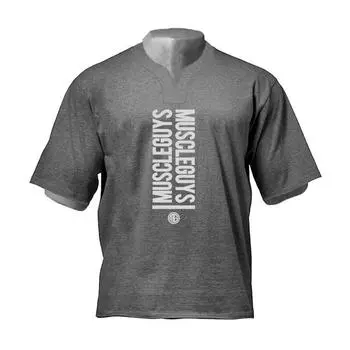 Muscleguys, мужские летние свободные футболки высокого качества с графическим рисунком, модные повседневные мужские топы для фитнеса, хлопковые негабаритные, удобная спортивная одежда M чёрный