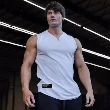 Muscleguys Мужское широкое плечо Свободная внешняя одежда Без рукавов Топ Летняя йога Фитнес Упражнения Беговой жилет M чёрный