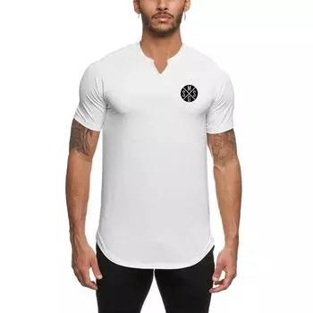 Muscleguys Мужской тонкий облегающий круглый шея Топ Пот Wicking Фитнес-костюм для спортивного бега M чёрный