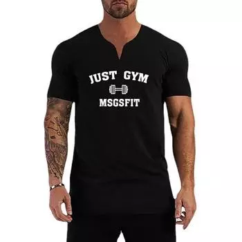 Muscleguys, новая летняя свободная футболка с v-образным вырезом и короткими рукавами для мужчин, универсальный повседневный крутой топ M чёрный