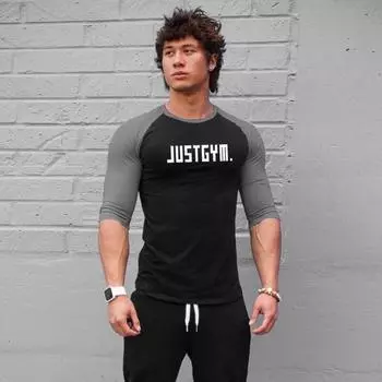 Muscleguys, новая модная хлопковая осенняя одежда, футболка с вышивкой, мужская тонкая рубашка с короткими рукавами и верхом M чёрный