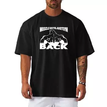 Muscleguys новая свободная футболка для бодибилдеров, летняя дышащая сетчатая одежда для фитнеса, креативный принт с короткими рукавами M чёрный