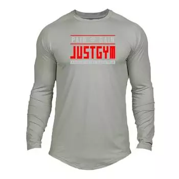 Muscleguys, новая весенне-осенняя футболка с круглым вырезом и длинными рукавами, мужская футболка для фитнеса, корейская версия, простая модная уличная одежда M чёрный