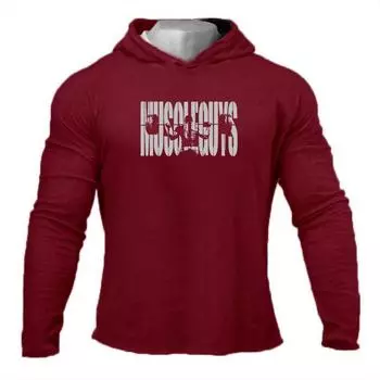 Muscleguys, Новое поступление, осенний свитер с капюшоном, комфортная тонкая модная мужская спортивная рубашка с длинным рукавом M чёрный