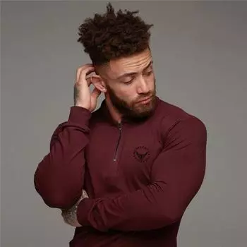 Muscleguys, новые поступления, мужская рубашка-поло, облегающие повседневные топы с застежкой-молнией на весну и осень, удобная повседневная одежда M чёрный