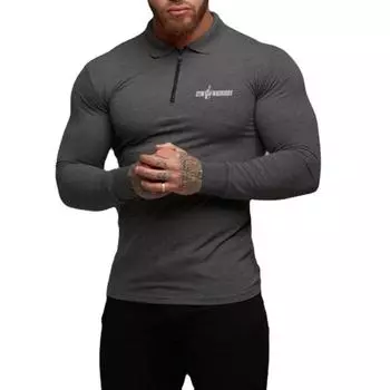 Muscleguys новый бренд бодибилдинг Slim Fit мужская рубашка поло с длинными рукавами фитнес повседневные футболки осенняя одежда M чёрный