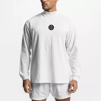 Muscleguys, осенне-зимняя мужская рубашка большого размера с длинными рукавами и полуводолазкой из чистого хлопка, молодежная простая футболка с верхом M чёрный