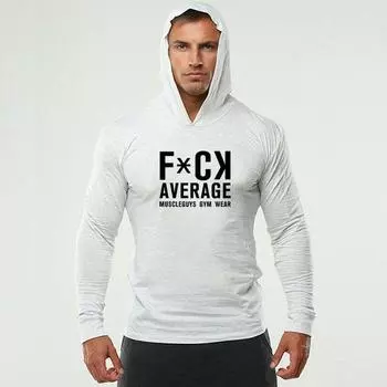 Muscleguys, осенний свитер с капюшоном и длинными рукавами, мужская модная нижняя рубашка, повседневная молодежная красивая футболка M чёрный