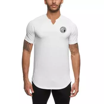 Muscleguys Полиэстер Дышащие свободные топы для фитнеса с круглым вырезом Спортивные беговые топы с короткими рукавами M чёрный