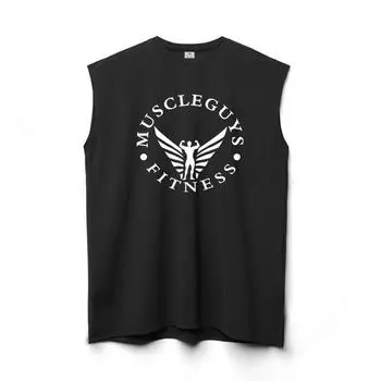 Muscleguys профессиональная спортивная одежда для мужчин, тренировочные майки для бега, мускулистые мужские жилеты для фитнеса MUSCLEGUYS, майка с принтом, бодибилдинг M чёрный