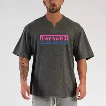 Muscleguys свободные простые хлопковые повседневные футболки с v-образным вырезом и короткими рукавами для фитнеса мужская одежда графические футболки M чёрный