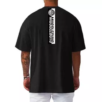 Muscleguys Tide брендовая летняя мужская футболка с короткими рукавами из тонкой сетки с круглым вырезом, топы для фитнеса и бодибилдинга. Платье стильное, мягкое и удобное M чёрный