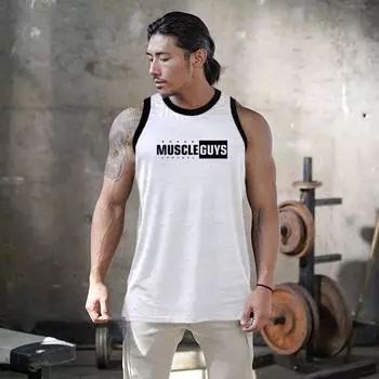 Muscleguys Tide брендовый мужской эластичный тонкий пляжный жилет с круглым вырезом для спорта и отдыха, фитнеса, бодибилдинга, топы без рукавов, модная одежда для спортзала M