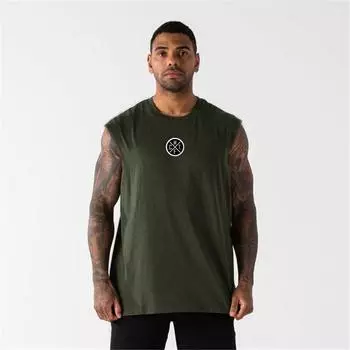 Muscleguys Удобная и дышащая футболка без рукавов, спортивная повседневная мужская майка для бодибилдинга, фитнес, тонкий мышечный жилет с круглым вырезом M чёрный