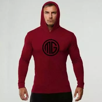 Muscleguys Весна и осень Новая молодежь Красивые толстовки Футболки High-Street Casual Tops Фитнес с длинными рукавами Одежда для тренажерного зала M серый