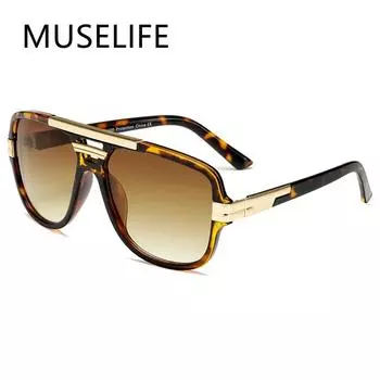 MUSELIFE Classic Luxury Men Sunglasses Glamour Fashion Brand Sun Glasses For Women Mirrored Retro Vintage Square Designer Shades As Picture