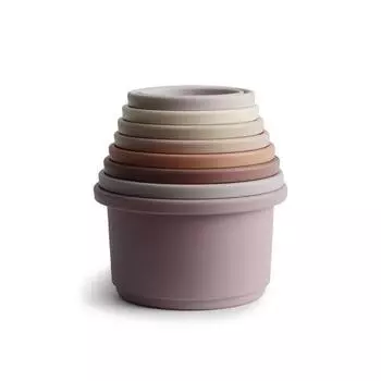 Mushie Stacking Cup Cup Stacking, развивающая мелкую моторику, детская игрушка, пластиковая игрушка, лепесток Stacking Cup (1/6 будет в наличии), Складывающийся лепесток чашки