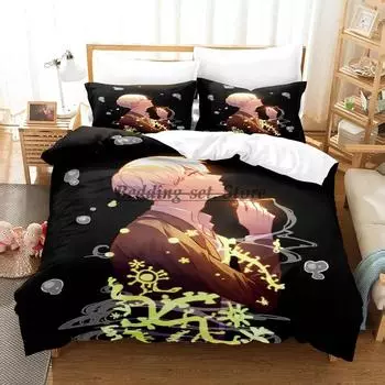 Mushishi Bedding Set Single Twin Full Queen King Size Bed Set Aldult Kid Bedroom Duvetcover Sets 3D Anime Bed Sheet Set EU Single 135x200cm