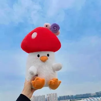 Mushroom Chicken Plush Toy Mushroom Doll Turned Into Mushroom Chicken Snail Doll Children S Gift 24cm красный