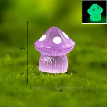 Mushroom Luminous Mini Resin Craft Ornament Micro Landscape Decoration Desk Dark Purple