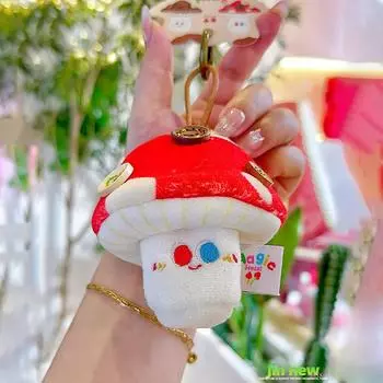 Mushroom Mini Stylish Keychain In Plush Material Perfect For Lipstick Change And