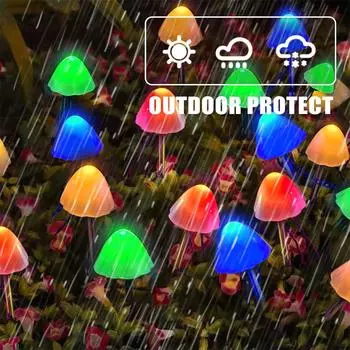Mushroom Solar String Light Mini Mushroom Solar Lights Solar Pathway Lights Outdoor Decoration Color Changing Solar String 511 3.5M-10Mushroom разноцветный