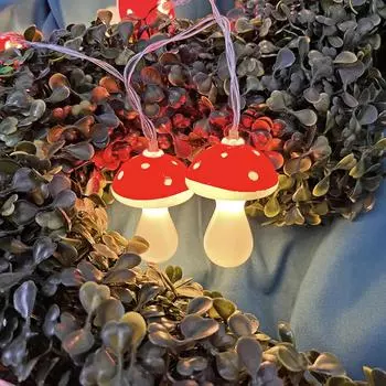 Mushroom String Lights Party Wedding Rome Decoration Indoor Atmosphere Christmas Battery Flower Fairy Lights Curtains 825 1.5m 10leds USB